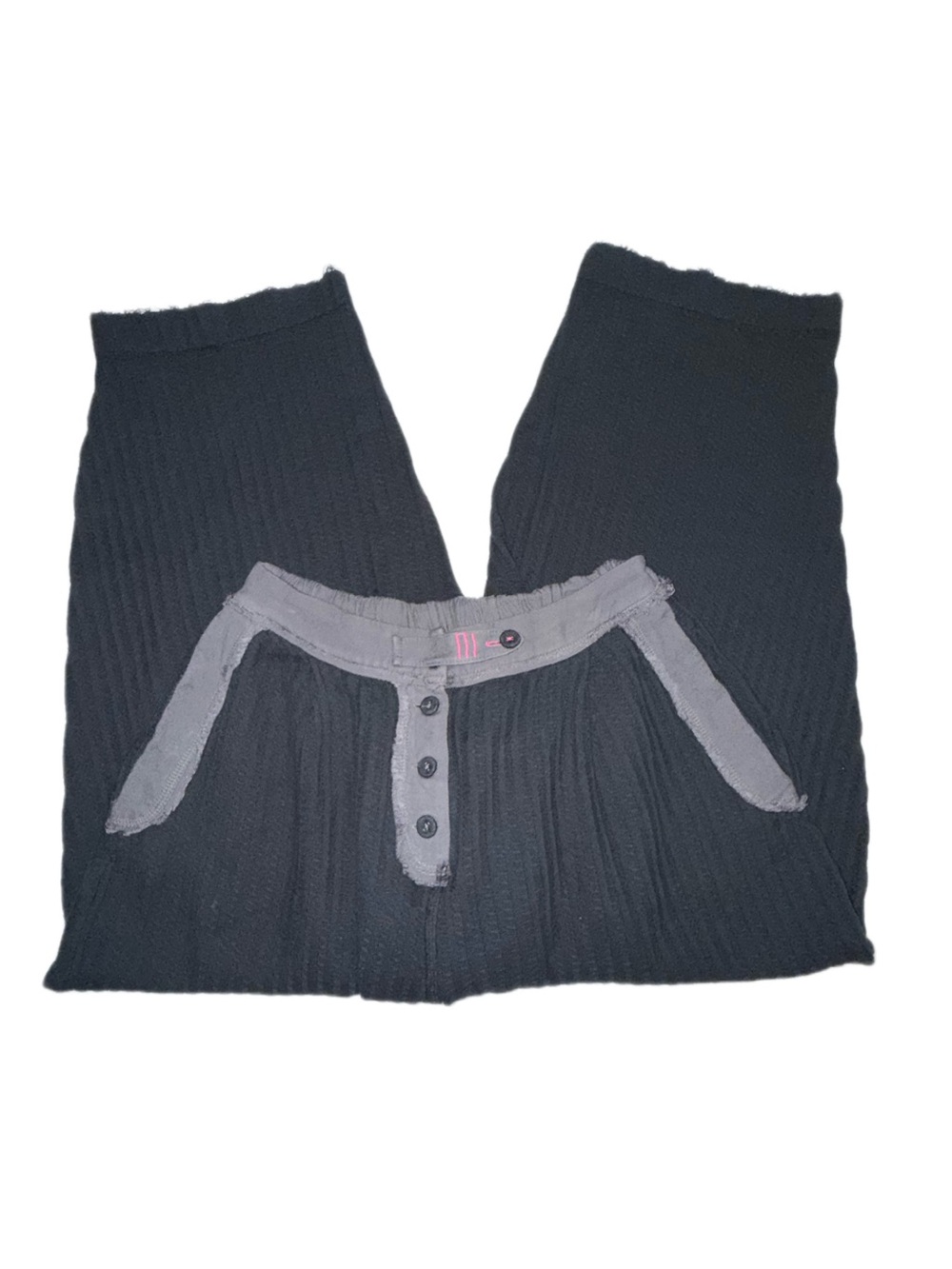Free People Waffle Knit Grunge Cropped Lounge Pants XS/S Raw Hem - Picture 2 of 8